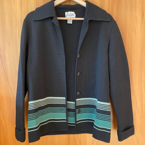 Vintage Heavyweight Knit Jacket/Cardigan Black - Picture 1 of 5
